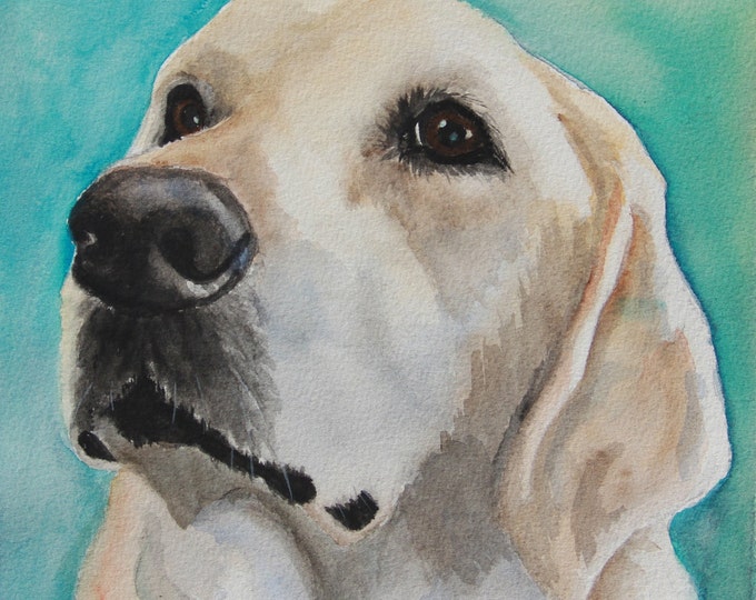 Giclee Print of White Labrador Dog Water Color - Original Water Color Giclee Print on Cotton Archival Water Color Paper- Lab Dog Art