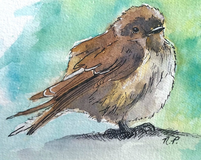 Sweet Line & Wash Sparrow Giclee Print-Wild Bird Watercolor Print-Bird Lover Gift- Cute Sparrow Gift- Sparrow Painting