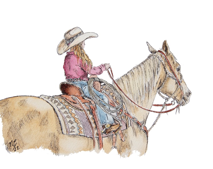 Giclee Print- Little Cowgirl Watercolor Print