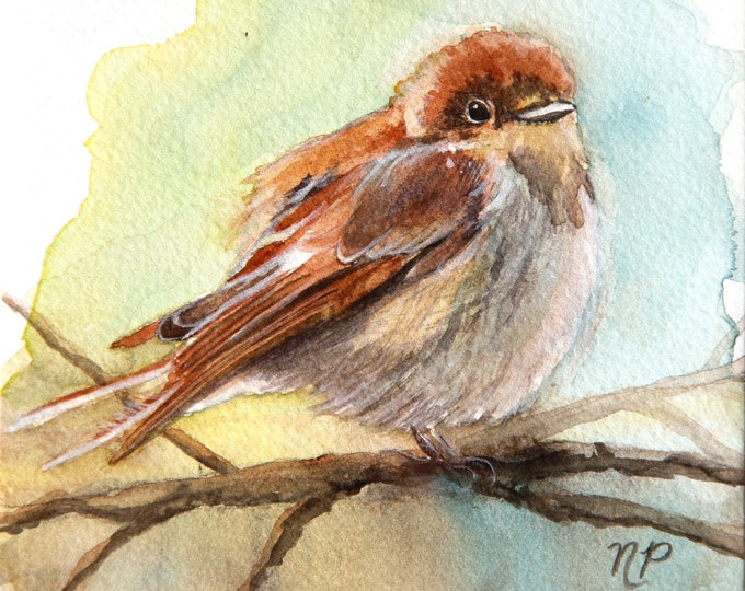 Sparrow Giclee Print of Original Watercolor- Bird Lover Gift-Wild Bird Painting- Sparrow Watercolor-Cute Sparrow Painting