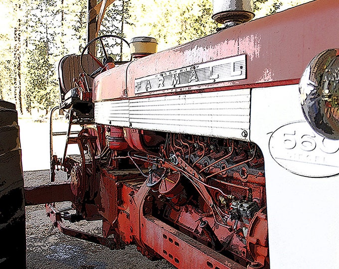 Mouse Pad-Vintage Farmall Tractor-  Stylized Photo Original Artwork- Farmhouse Office