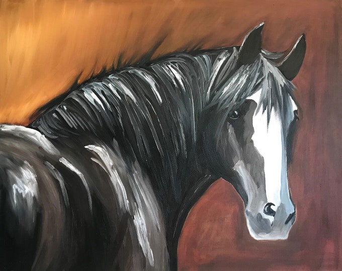 Giclee Print of Shire Horse Original Oil Painting- Cowboy, Ranch, Western Decor, Horse-Lover Wall Art, Draft Horse Artwork