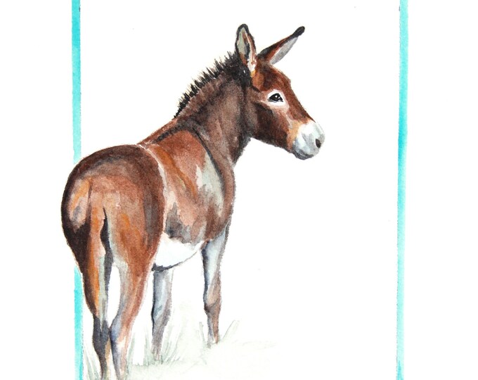 Giclee Print- Hill Country Donkey Water Color Print