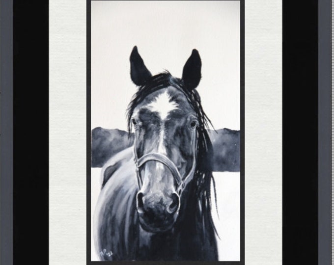 Giclee Print- Rugged Horse Watercolor Print- Solid Tone Horse Painting- Horse Lover Artwork