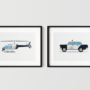 Set of 8 Police Vehicles Prints, Vehicles Art Print, Printable Wall Art ...