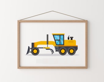 Grader Print, Construction Vehicle Poster, Kids Poster, Boy Room Decor, Transport Wall Decor, Car Wall Art, Automotive Poster