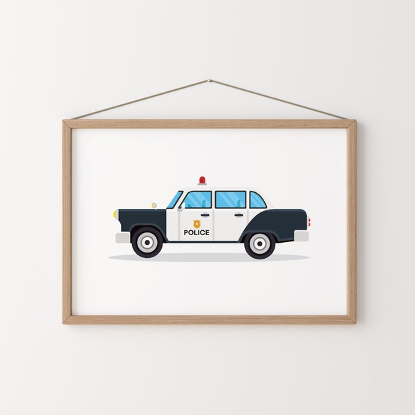 Police Car Print, Emergency Vehicle Print, Transportation Wall Decor, Vehicle Prints, Old Car Poster, Boy Room Decor, Transport Wall Decor