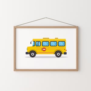 School Bus Print, Bus Print, Transportation Wall Decor, Vehicle Prints, Kids Poster, Boy Room Decor, Transport Wall Decor, Car Wall Art