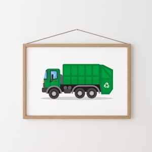 Garbage Truck Print, Car Print, Transportation Wall Decor, Vehicle Prints, Kids Poster, Boy Room Decor, Transport Wall Decor