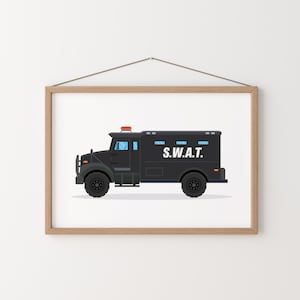 Police SWAT Truck Print: Boy Room Transport Decor (Digital Download)