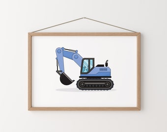 Graafmachine print: jongenskamerdecoratie, bouwkunst (digitale download)