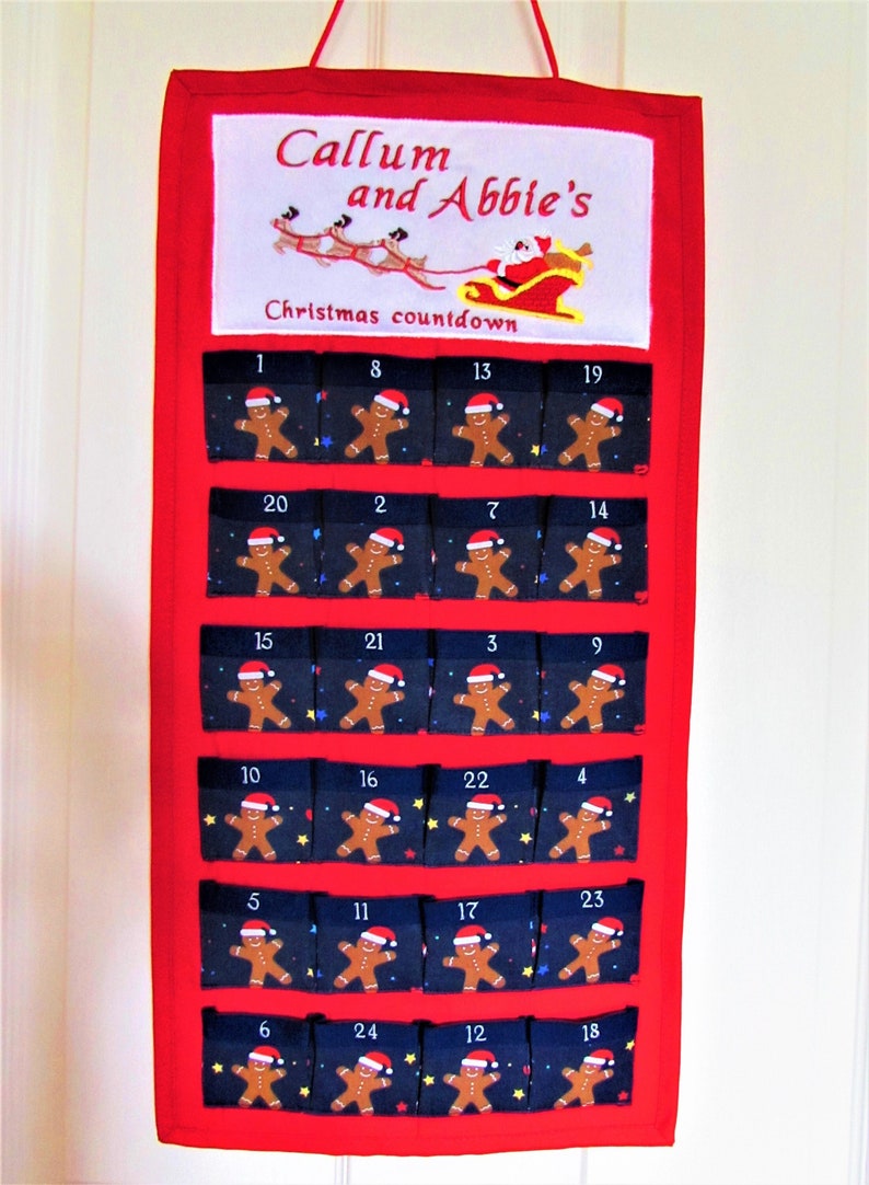 Christmas Advent Calendar Fabric Personalised With Name of Your Choice Etsy UK