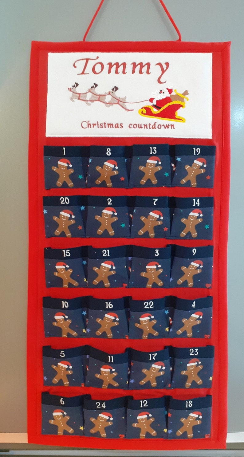 Christmas Advent Calendar Fabric Personalised With Name of Your Choice Etsy UK