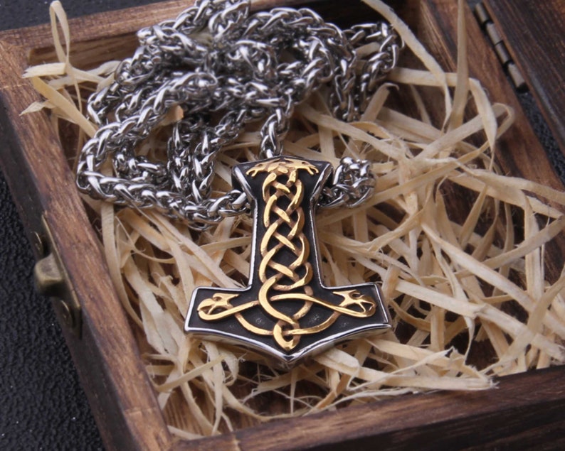 Mjolnir Viking Pendant Necklace Raven/'s Of Odin Thor/'s Hammer Pendant Hugin /& Munin 316L Stainless Steel Never Fade