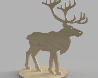 Progetti CNC (DXF, SVG) - Renna natalizia Rudi - Design scandinavo (download digitale)