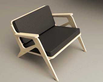 Piani CNC (DXF, SVG) - Sedia Nuevo - Design scandinavo (download digitale)