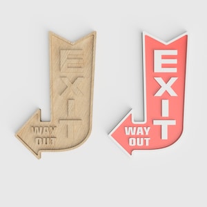 EXIT, Way Out Sign – Digitale CNC-bestanden om te downloaden, Scandinavisch design