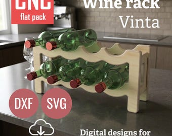 Progetti CNC (DXF, SVG) - Portabottiglie Vinta (8 bottiglie) - Design scandinavo (download digitale)