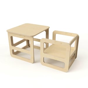 Sedia e tavolo Monti per bambini di grandi dimensioni – File CNC digitali da scaricare, design scandinavo