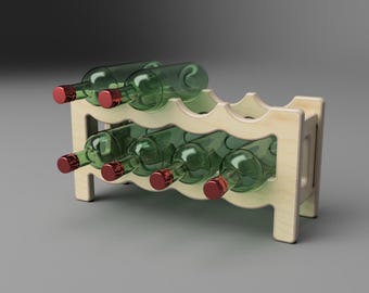 Progetti CNC (DXF, SVG) - Portabottiglie Vinta (8 bottiglie) - Design scandinavo (download digitale)