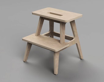 Step stool  (Digital files for download, Scandinavian design, CNC stool file)