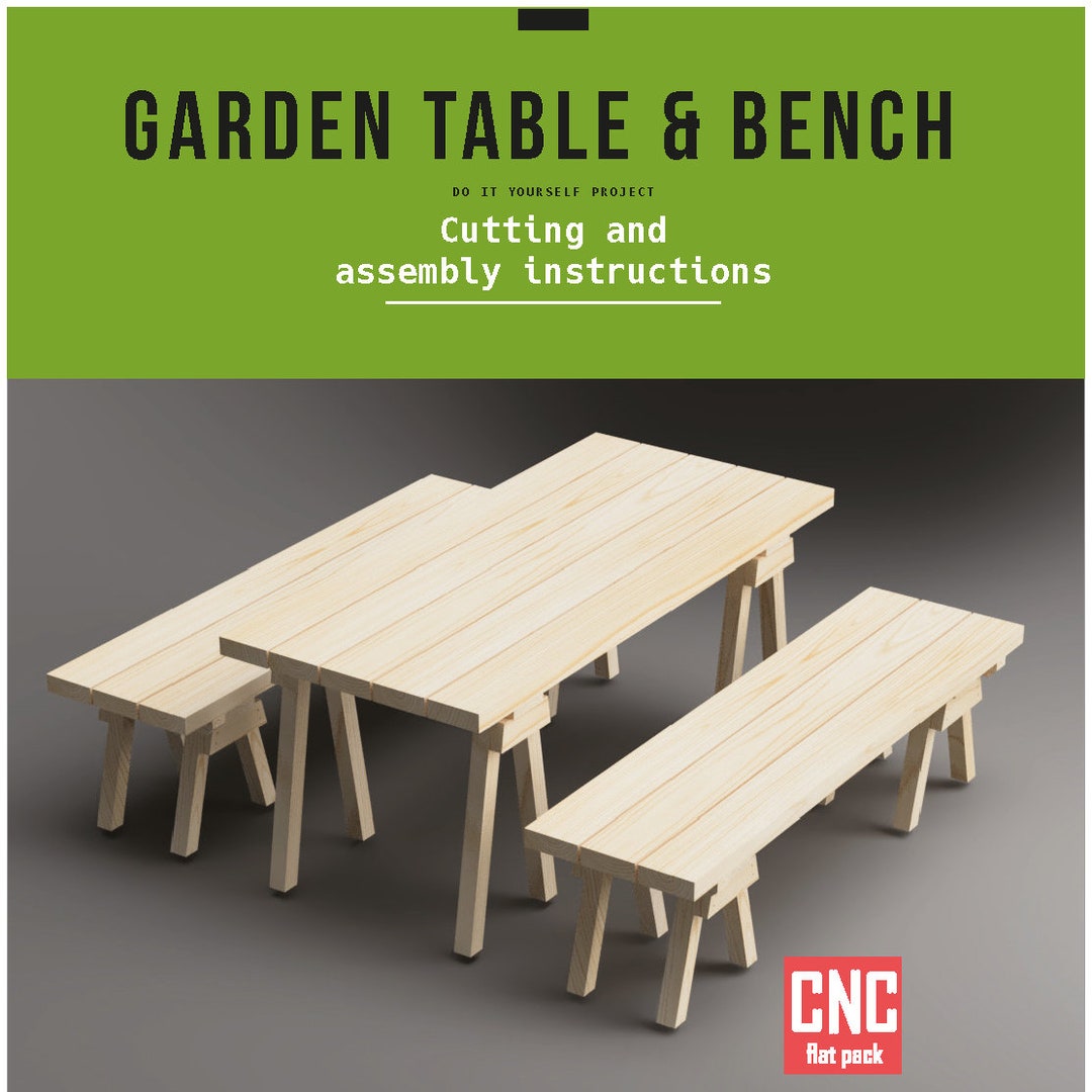 Garden Table & Bench DIY Plans Traditional Scandinavian Etsy