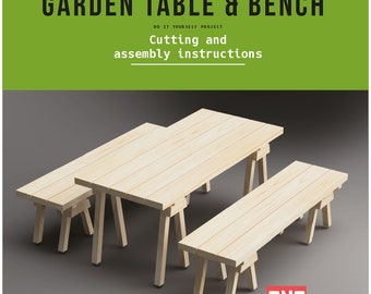 DIY Baupläne - Gartentisch & Bank - Traditionelles Skandinavisches Design| (digitaler Download)