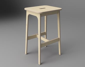 CNC plans (DXF, SVG)  - Bar stool Roundy  - Scandinavian design (digital download)