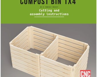 May include: A wooden compost bin with two compartments, made from 1x4 inch lumber. The bin is assembled in a flat pack style and is ready for assembly. The bin is labeled "CNC Flat Pack".