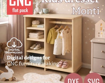 Progetti CNC (DXF, SVG) - Cassettiera Monti Kids - Design scandinavo (download digitale)