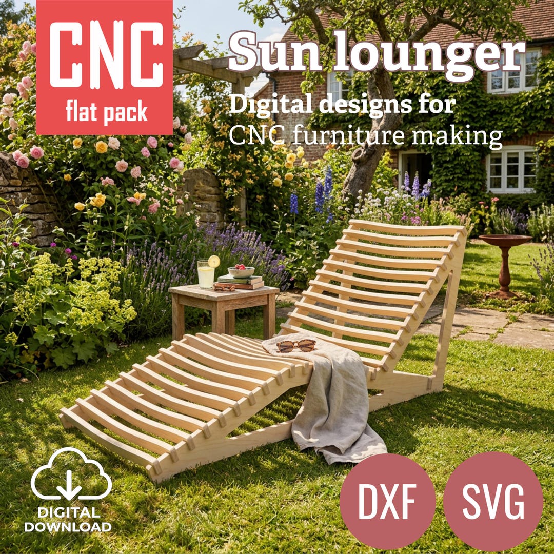 CNC Plans (DXF, SVG) - Sun Lounger - Scandinavian Design (digital ...