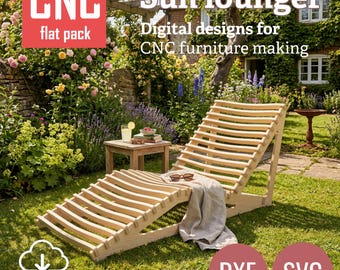Progetti CNC (DXF, SVG) - Lettino prendisole - Design scandinavo (download digitale)