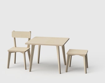 CNC Plans (DXF, SVG) - Milo Kids Chair & Table - Scandinavian design (digital download)