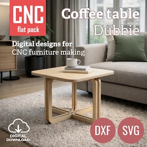 Planos CNC (DXF, SVG) - Mesa de centro Dubbie - Diseño escandinavo (descarga digital)