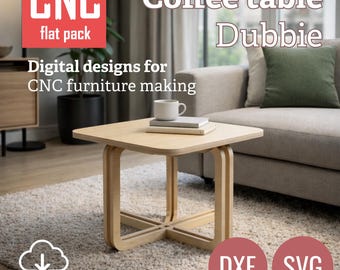 Progetti CNC (DXF, SVG) - Tavolino Dubbie - Design scandinavo (download digitale)