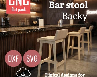Progetti CNC (DXF, SVG) - Sgabello da bar Backy - Design scandinavo - (download digitale)