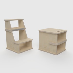 Opvouwbaar opstapje – digitale CNC-bestanden om te downloaden, Scandinavisch design