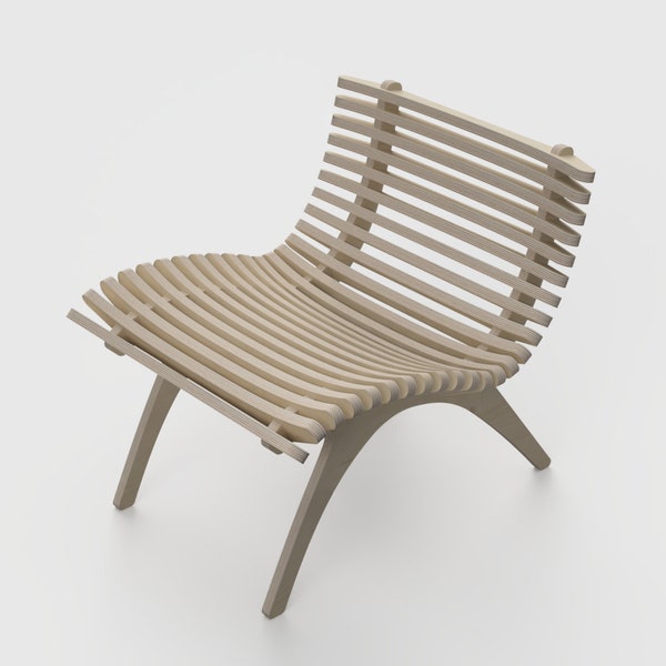 Curvy chair  (digital files for download, CNC furniture files, Scandinavian design, CNC chair file)