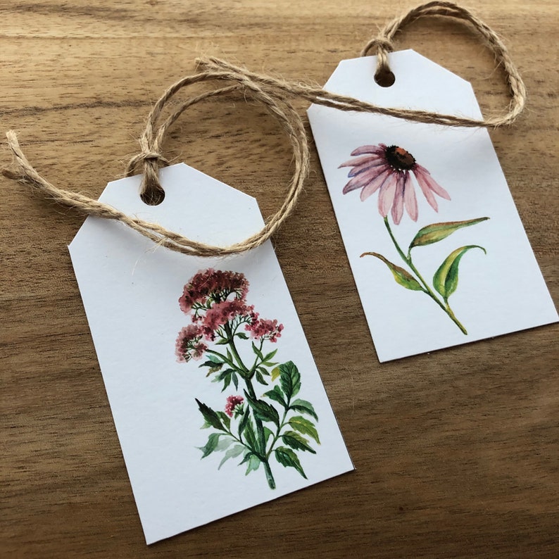 Botanical Floral Gift Tags Printable Set of 8 Etsy