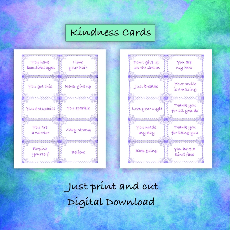 Kindness Cards Printable Digital Download Etsy