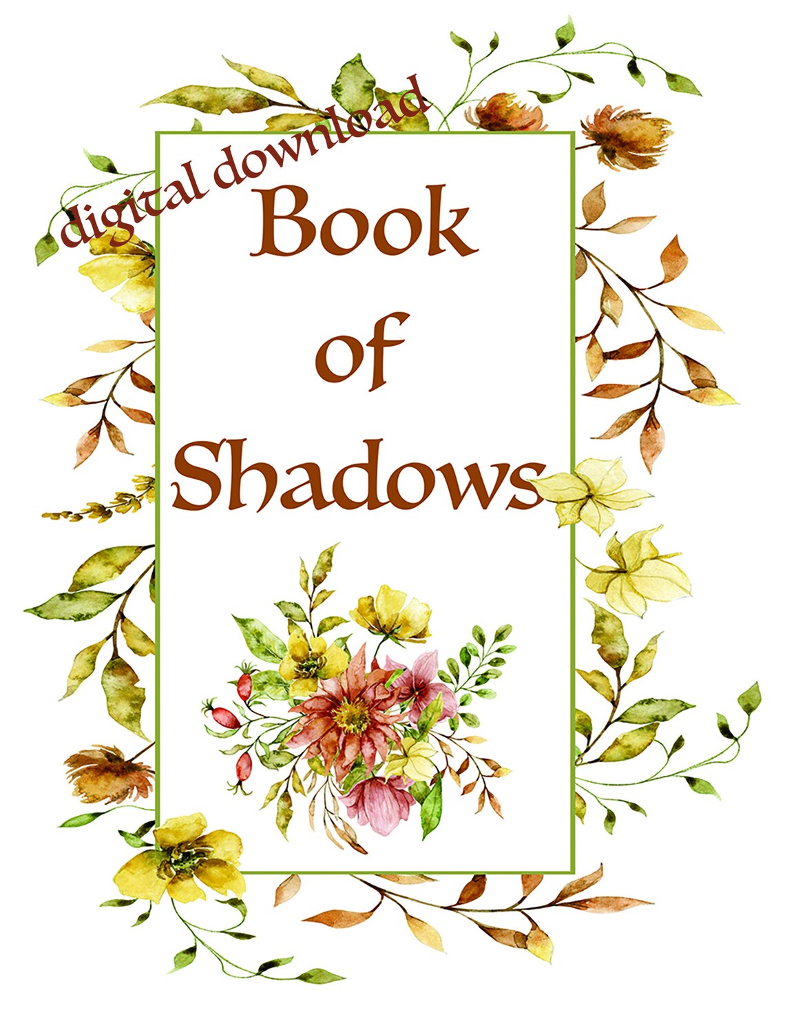 Book of Shadows Cover Pages Printable Botanicals | Etsy