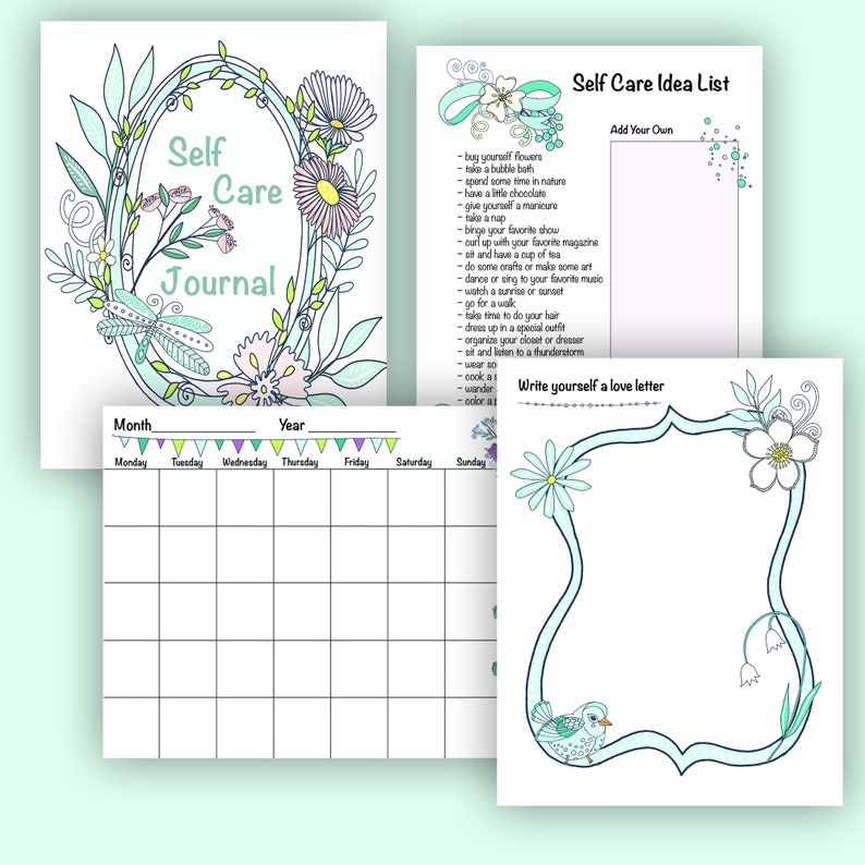 Self Care Journal Printable Digital Download Etsy
