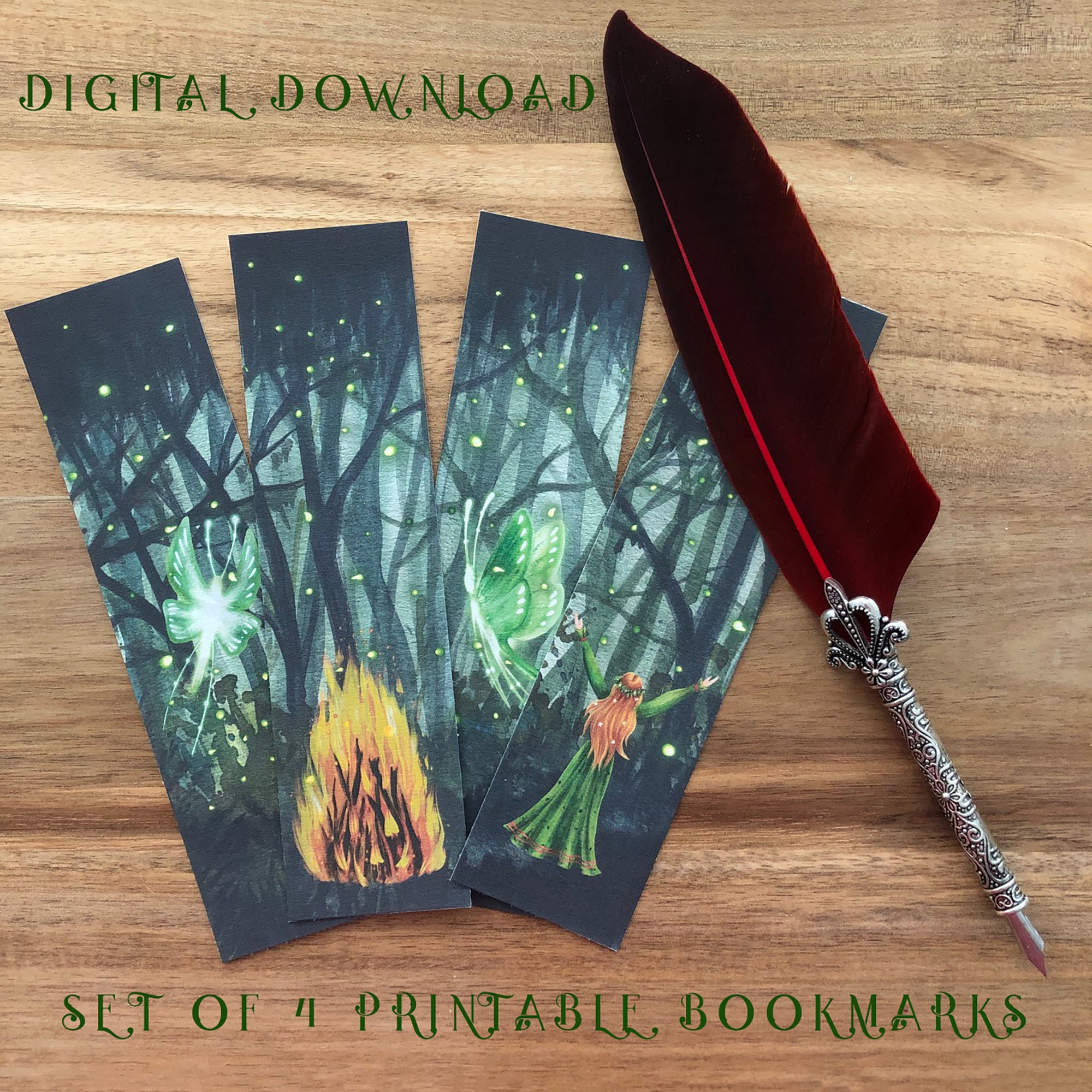 magical-forest-bookmarks-printable-set-of-4-digital-download-etsy