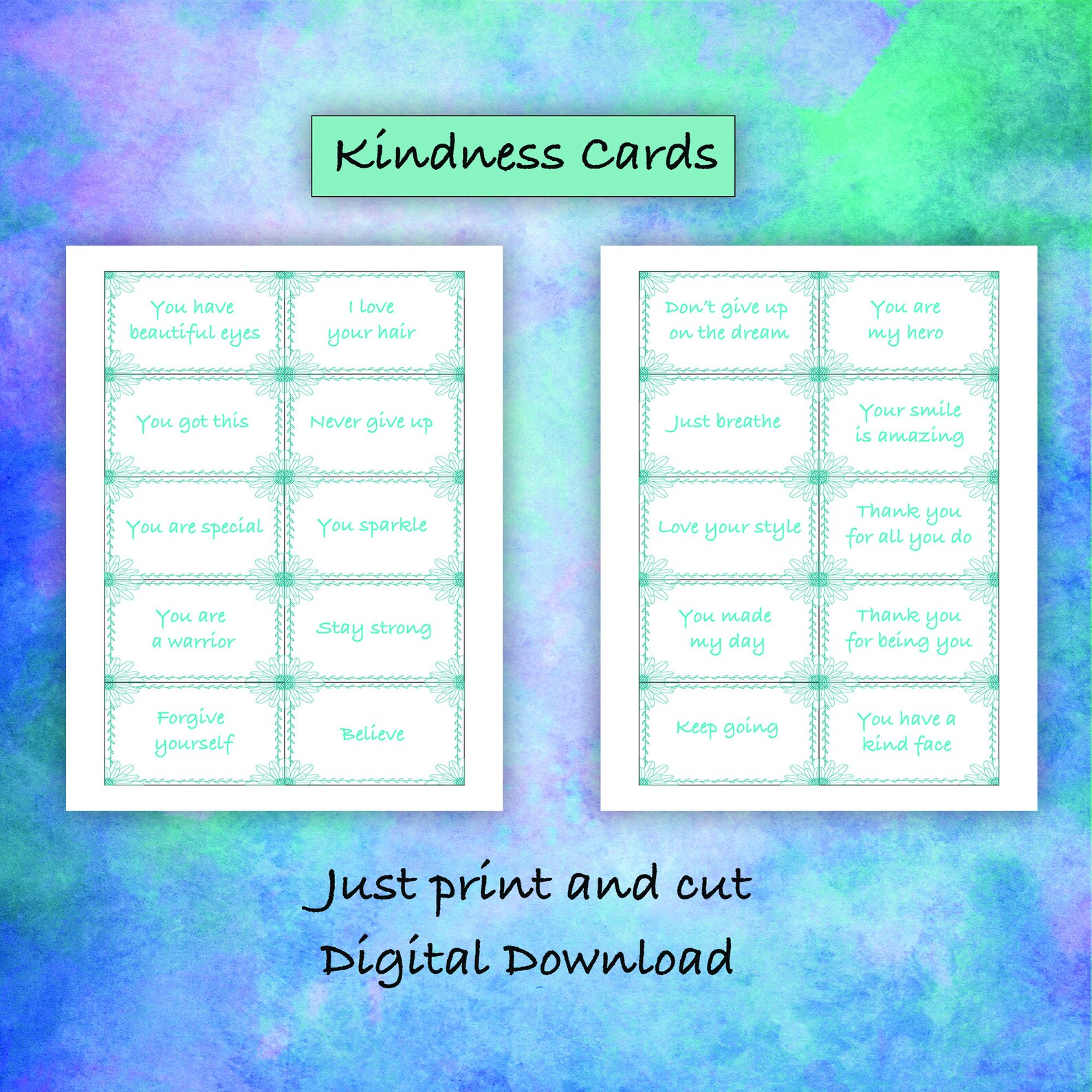 Kindness Cards Printable Digital Download Etsy