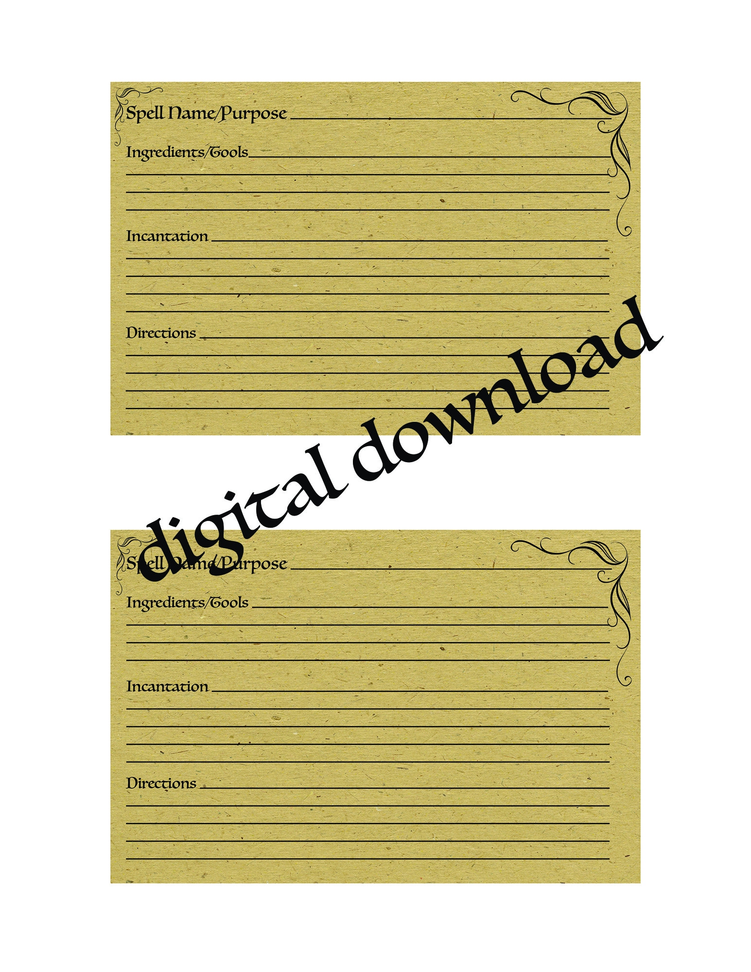 Spell Cards Witchcraft Wicca Spell Recipe Index Cards - Etsy