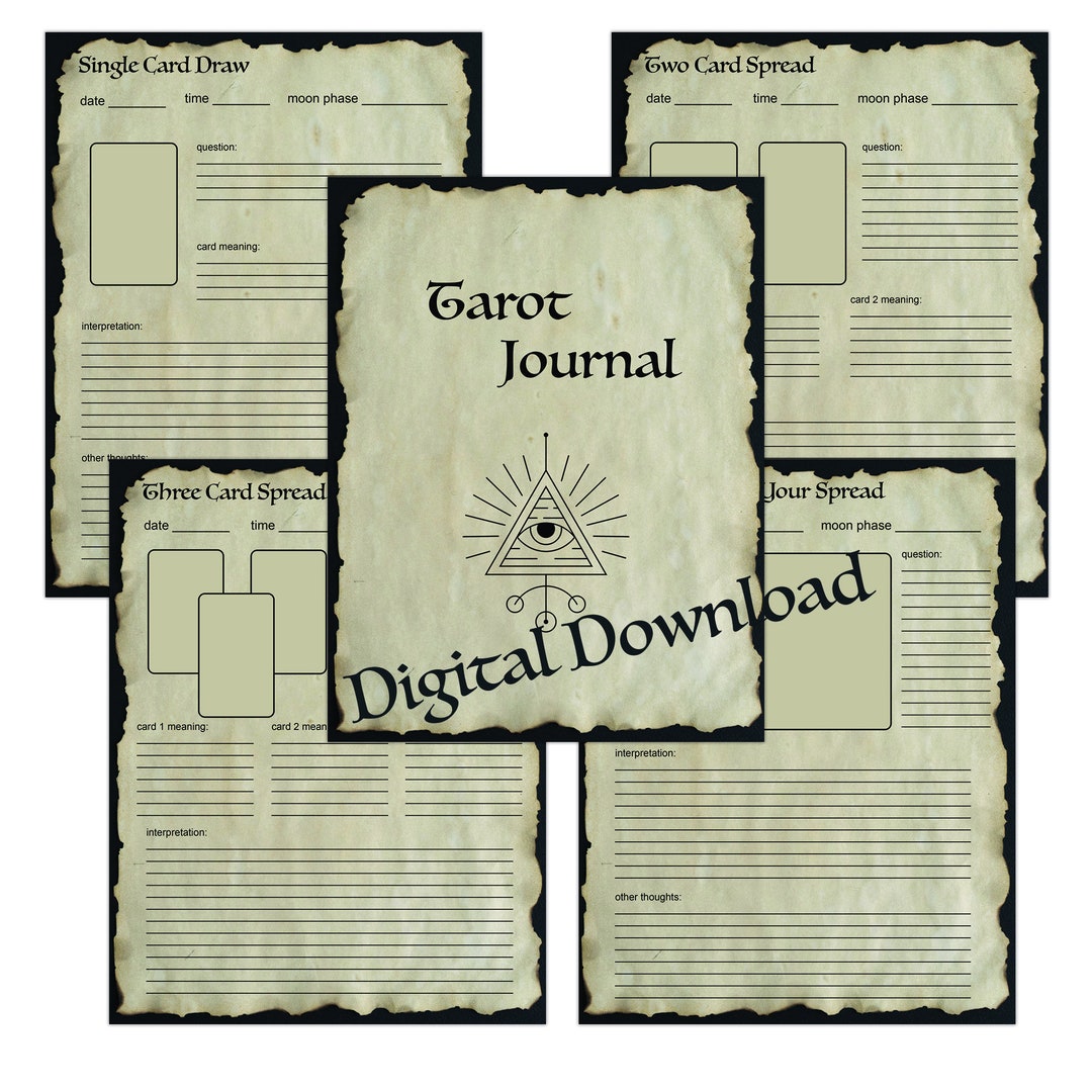 Tarot Journal Printable - Tattered Vintage Pages - Witchy Pagan Wicca ...