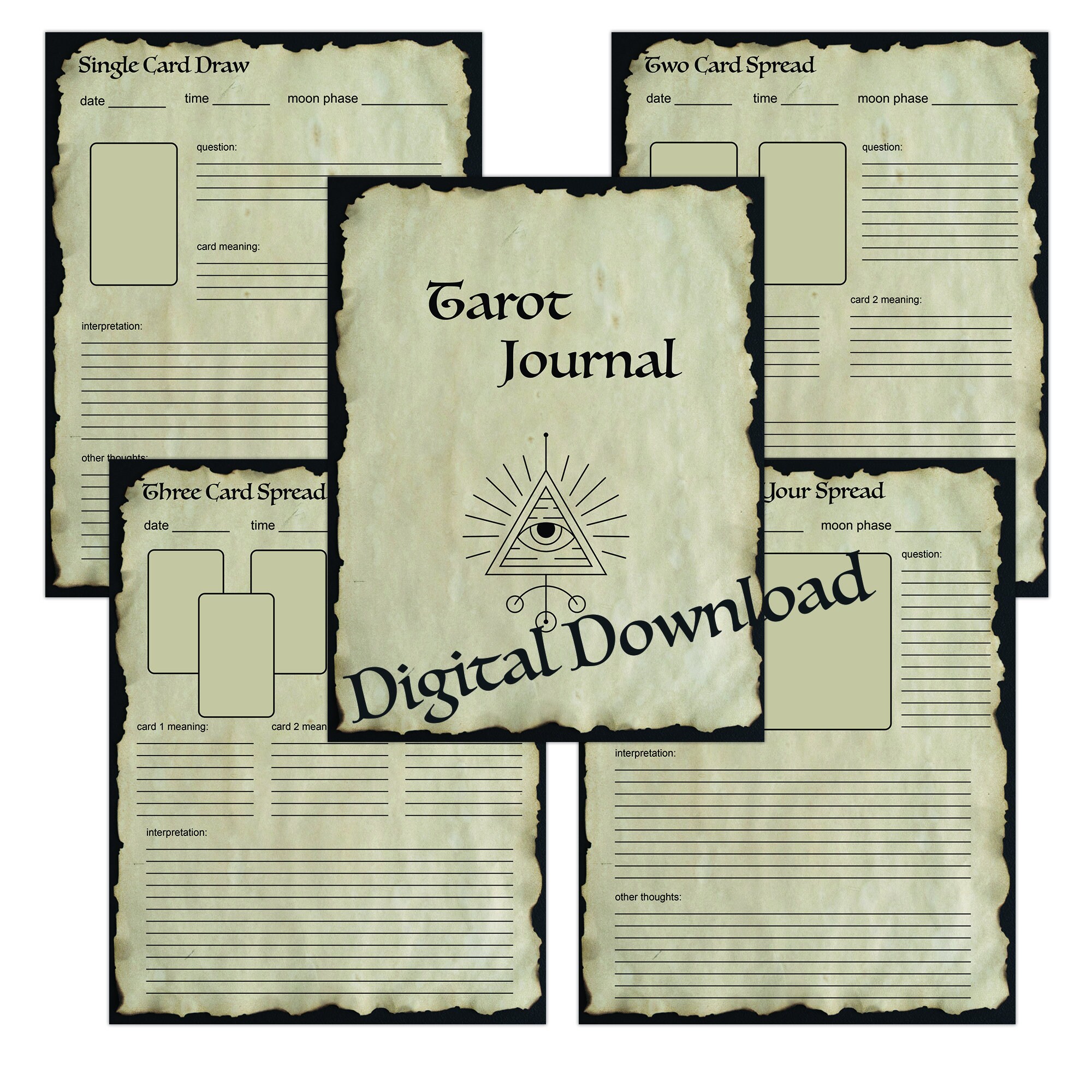 Tarot Journal Printable Tattered Vintage Pages Witchy Pagan Wicca - Etsy