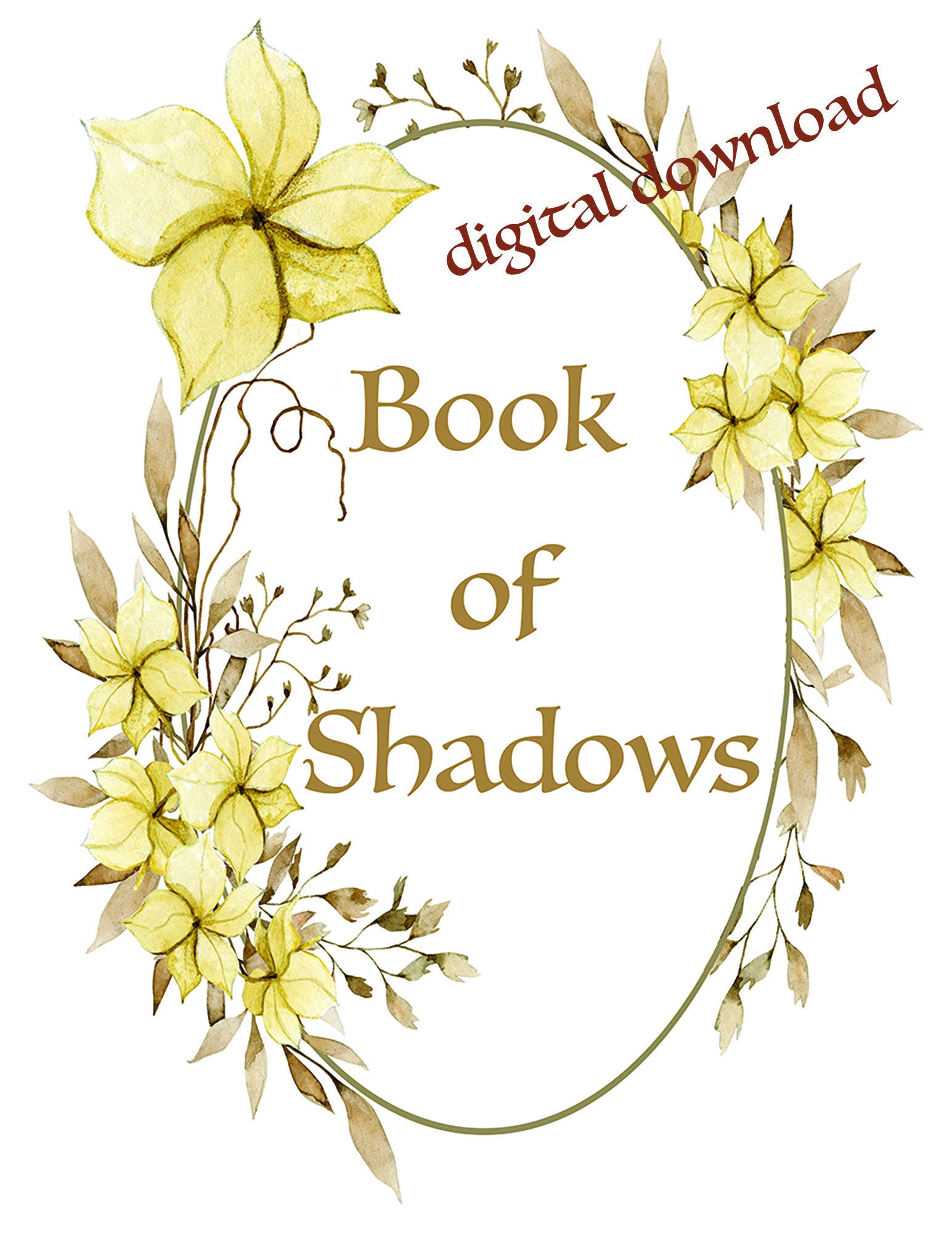 Book of Shadows Cover Pages Printable Botanicals | Etsy