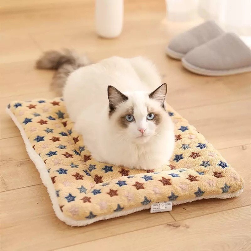 Pet Soft Fleece Pad Pet Bed Mats Sleeping Beds Cover Mat for Dog Cat Dog Cat Sofa Cushion Home Rug Cat Dog Blanket Bed Warm Pet Blanket