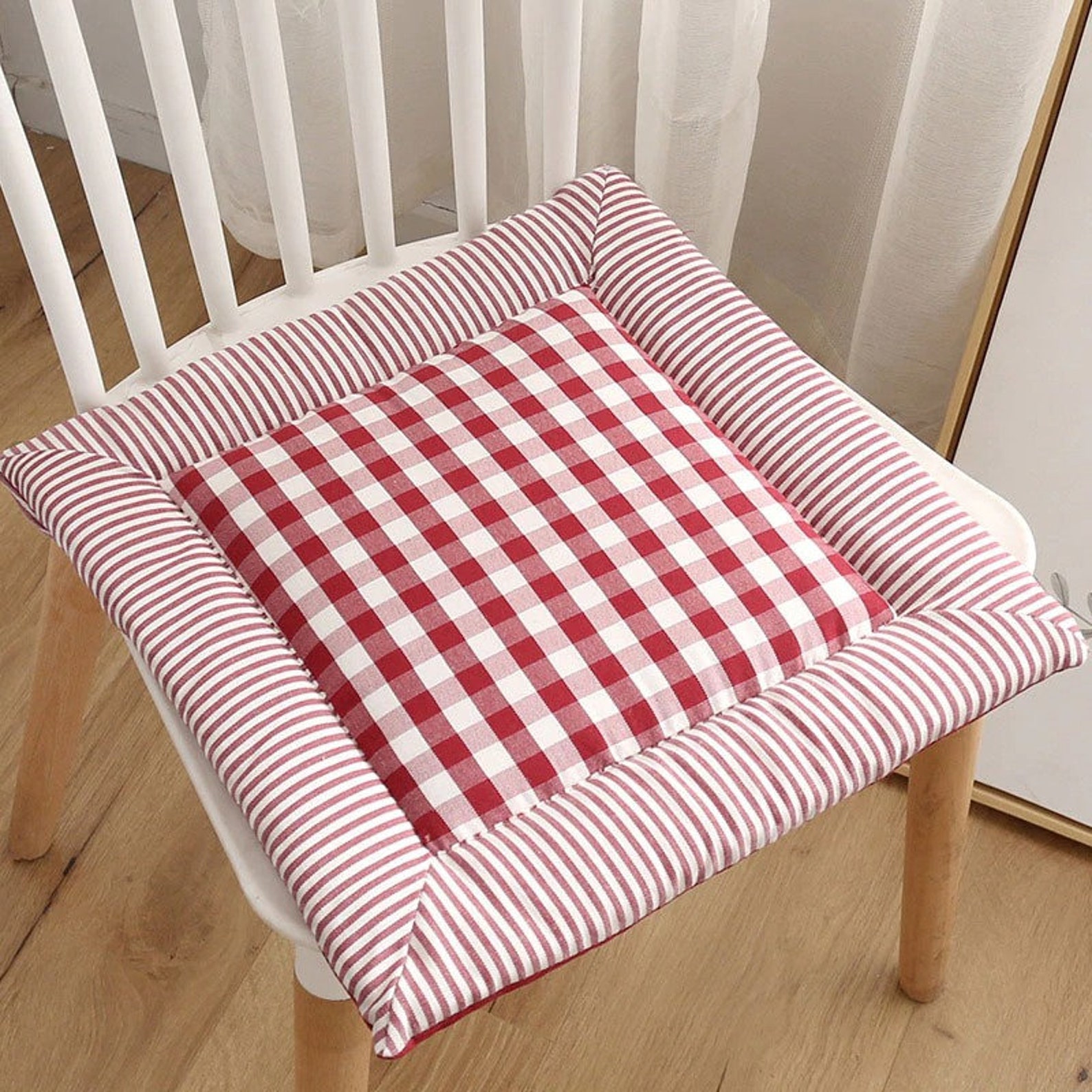 Pastoral Plaid Chair Cushion and CoverCotton Linen Pad Futon Etsy